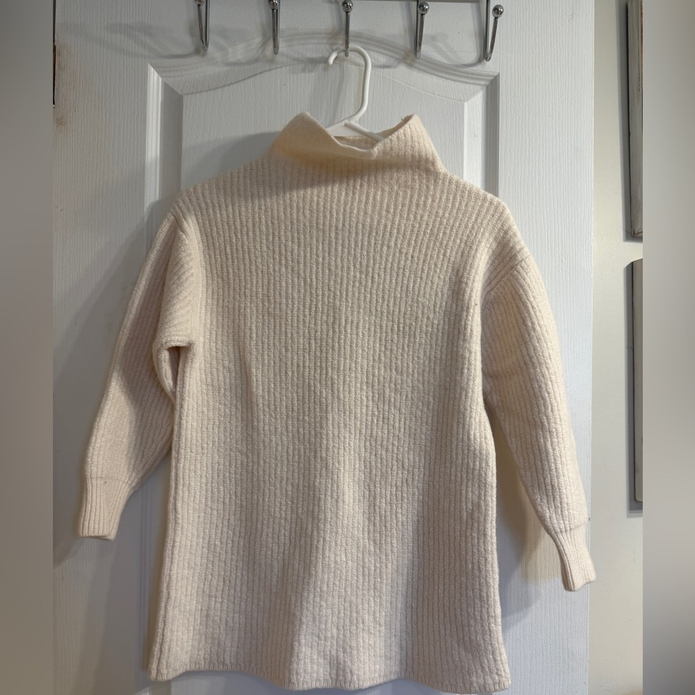 Wilfred Cream Ribbed Cowl Turtleneck Sweater
